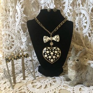 Vintage Betsey Johnson Statement Necklace & Two pairs of Earrings